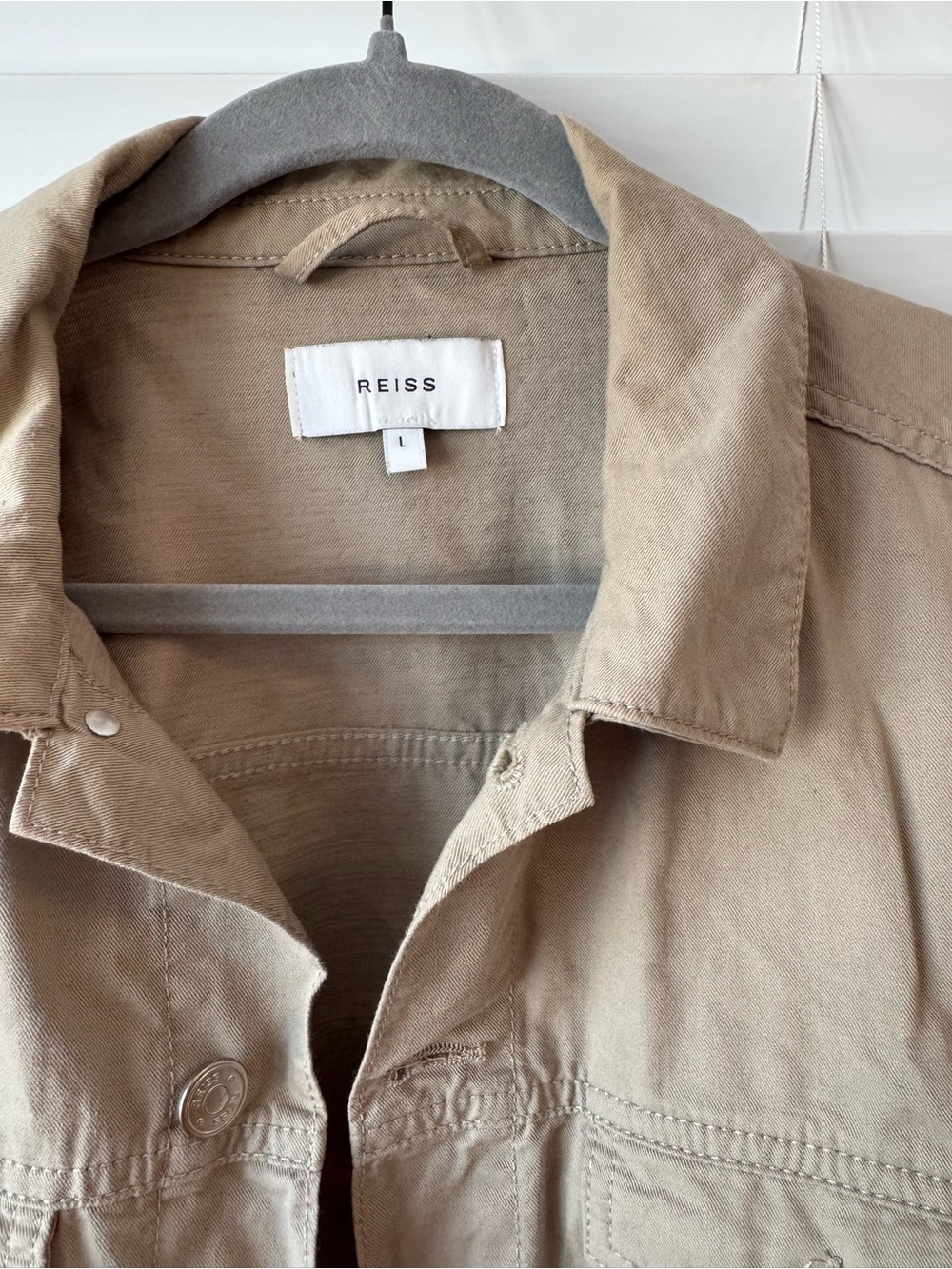 Reiss Men's Tan Casual Button-Down Shirt Jacket